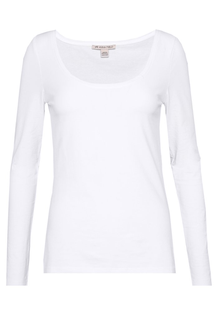 Hauts Anna Field BASIC ROUND NECK LONG Blanche Femme | WEM-1399707